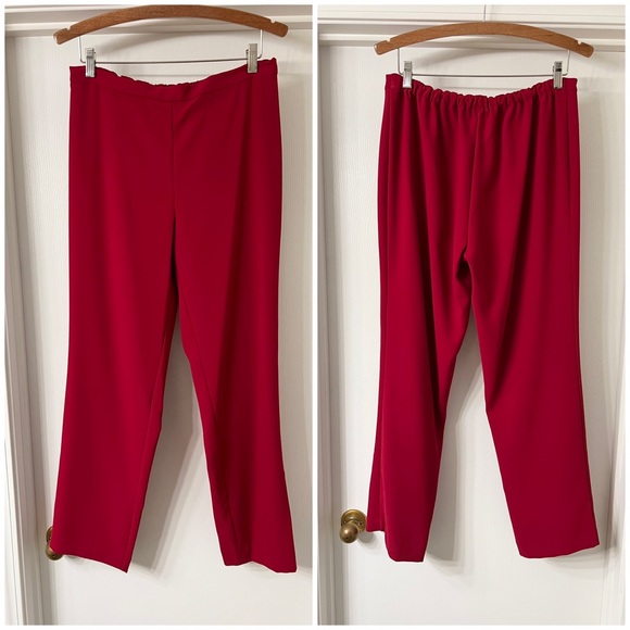 Natori Red Crepe Slim Pants Size Medium - Picture 6 of 13